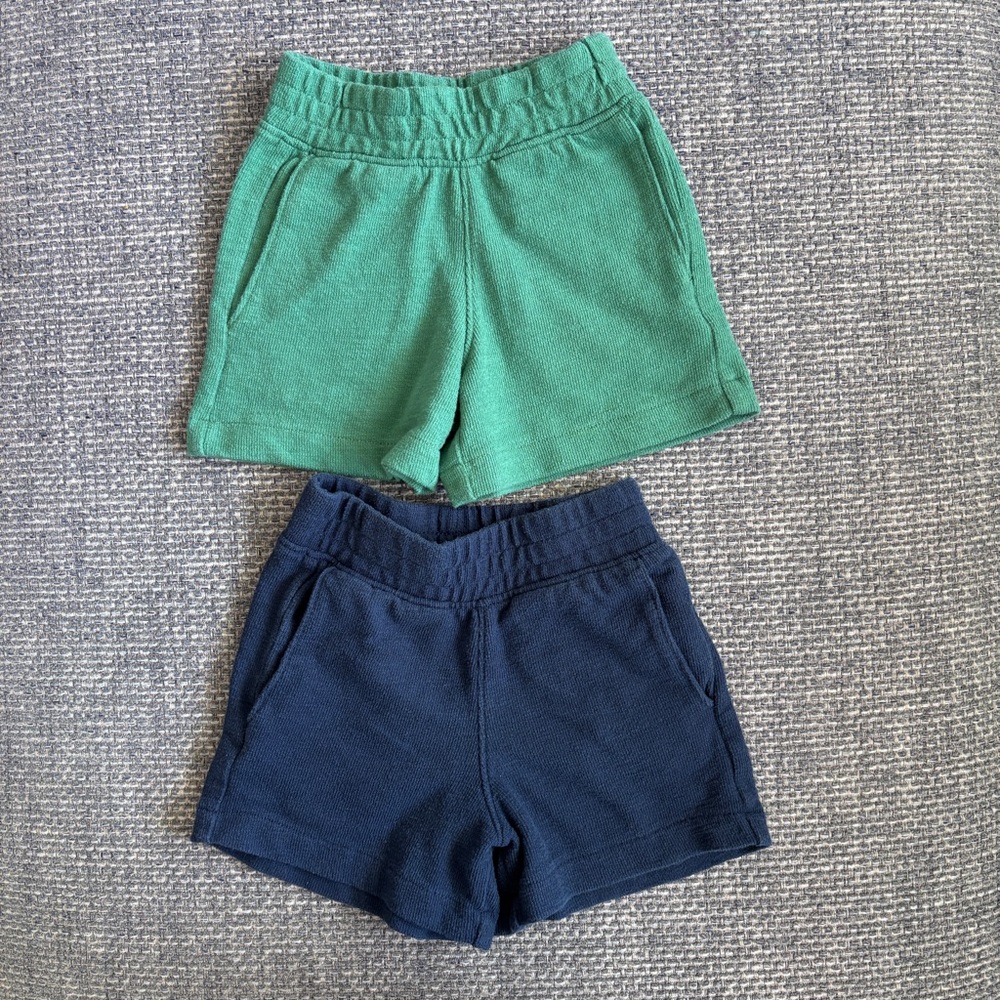 2 Pairs Garanimals Kids Green Navy Shorts Set Elastic Waist 18M Pockets